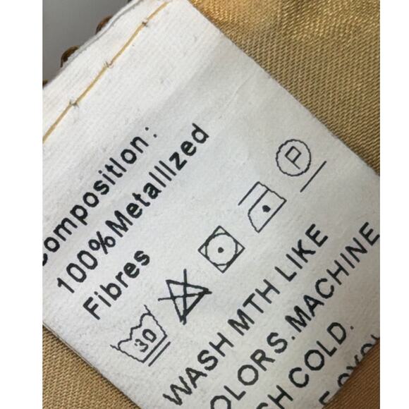 Vintage Y2K Metallic Rhinestone Chainmail Halter Top Gold Mesh One Size - Picture 5 of 6